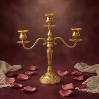 Ornate Candle Holder Elegant Design Rose Relief Candle Holder Shiny Finish