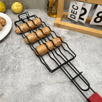 Non-Stick Long Handle BBQ Basket Portable Sausage Griller Rack Easy to Use for Camping, Barbecue, Outdoor