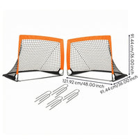 2 Pieces Foldable Kids Soccer Goal Fiberglass Rods Portable Square Soccer Goal Lightweight Children'athletic Gear for Backyard Play
