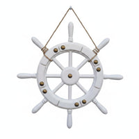 Nautical Wheel Wall Decor Vintage Design Wooden Ship Wheel Rustic Wood Finish Wooden Steering Ornament for Cafe