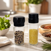 Manual Spice Grinders, Refillable Pepper Mill with Ceramic Grinding Rotor, Transparent Glass Body for Spices