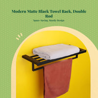 Matte black towel bar set
