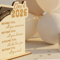 Class of 2026 Graduation Plaque Layered Wood Design Wooden Graduation Keepsake