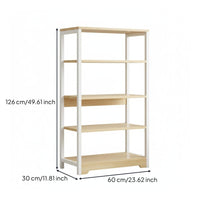 1 Piece 6-tier Bookshelf Bookcase Display Shelf Freestanding Storage Rack Metal and Wood Construction Suitable for Living Room Office Bedroom