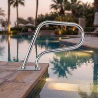 Swimming Pool Handrail with Base Plate Stainless Steel Swimming Pool Handrail Floor-Mounted Hardware for Swimmers, Elderly