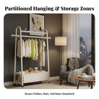 Rolling Clothes Rack with Shelf on casters Wheeled Clothes Rail with Shelf complimentarystanding sturdy Duty for Homeowners