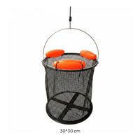 Floatable Floating Catch Basket Foldable Coated Fishing Net Basket Rust Resistant Portable Catch Keep Net Quick Drying for Anglers