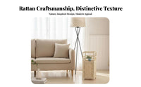 Woven Drum Table Multi-Functional Nightstand Space-Saving for Homeowners, Adults