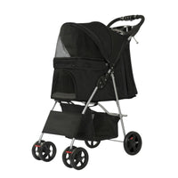 Four-Wheel Pet Stroller Portable Pet Stroller with Four Wheels Safe for Cats