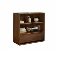 Low Cabinet with Sliding Doors Hardwood Wood Storage Cabinet Nordic Design Adaptable for Families, Living Room, Home Office