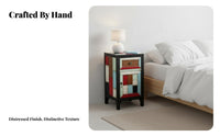 3-Drawer Colorful Cabinet Vintage visual American Country Nightstand space-saving Size for Renters