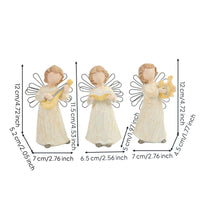 3 Pieces Faceless Angel Ornaments with Wire Wings Crackle-Finish Angel Figurines Tabletop Decorations Decorative for Mantel, Bookshelf