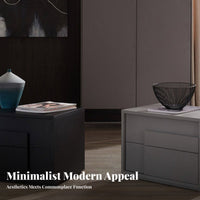 Bedside Storage Cabinet Rounded Corners Shaped Nightstand Easy Assembly