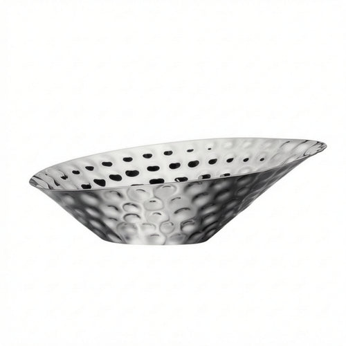 Silver Fruit Bowl Lustrous Hammered Metal Bowl Modern for Entryway Console
