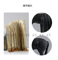 创意抽象新中式马雕塑样板房酒店大堂售楼处入户玄关金属装饰摆件