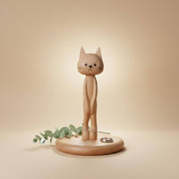 Wooden Feline Paper Towel Holder Tabletop Wooden Tissue Holder Engraved Details
