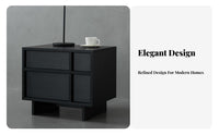 Black Two-Drawer End Table Minimalist Design Nightstand Sturdy Construction