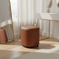 Soft Padded Seat Makeup Chair with Wheels Cream Design Storage Ottoman Stool Sturdy Wood Frame for Dressing Room