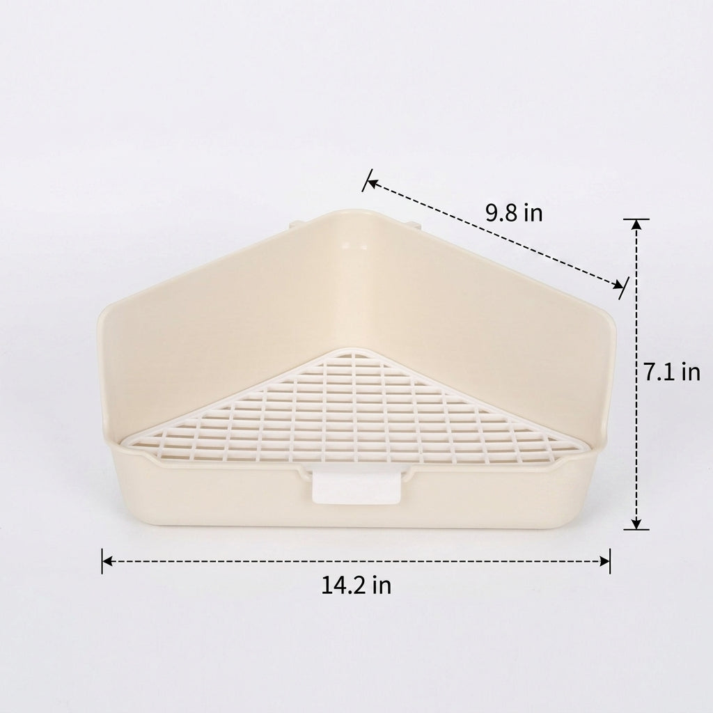 Triangular Guinea Pig Litter Tray with Removable Waste Tray, Large High-Wall Litter Box for Long-eared Animals and Chinchillas, Space-Saving Toilet
