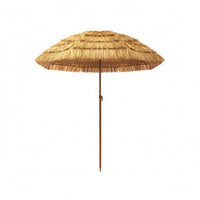 Straw-Look Sunshade Weighted Base Outdoor Shade Straight Pole