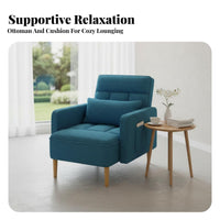 Pedicure Lounge Chair Ergonomic Recliner Armchair Adjustable Backrest Firm-density Foam Ottoman Supportive Linen Suit for Homeowners Living Room Bedroom Home Office