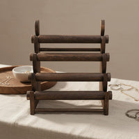 Multi-Tier Wooden Jewelry Display Rack Solid Wood Bracelet Display Stand Space Saving Bangle Storage Rack Sturdy for Tabletop