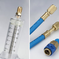 1/4 Inch SAE Oil and Dye Injector Hand-Operated A/C Injector Transparent Compact for Mechanics, DIYers, Garage, Workshop