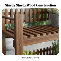 Tiered Planter Shelf with Trellis Floor-Standing Stepped Plant Stand Weather-Resistant Easy to Assemble for Gardeners
