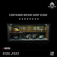 1:64 Scale Container Repair Shop Scene Model Parking Lot Toy Car Garage with Lights