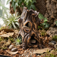 Ceramic Hideout Aquarium Caves and Hides, Vertical Hollow Tree Trunk Hideout for Aquatic Pets