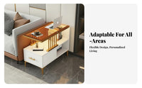 Tempered Glass Surface C-Shaped Side Table Modern Design Living Room Furniture Spacious Storage Sofa Stand Sturdy Support for Apartment Dwellers, Homeowners, Distant Workers, Small Areas, Lounge Area, Bedroom, Home Office