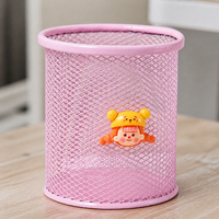 Creative Metal Mesh Round Hollow Pen Holder for Desk Organization