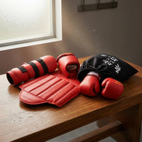 Sparring Gear Set Smooth Finish Combat Arts Protector Set Black Black Interior