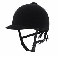 Velvet Horse Riding Hat, Equestrian Helmet with Ventilation System, Horse Riding Cap for Outdoor Act - Equestrian Helmet, Silver Edge