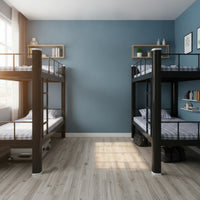 Metal Bunk Bed Space-Saving Bunk Bed with Ladder Black Furniture for Students, Roommates, Dorm Room, Shared Apartment Housing