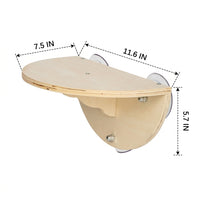 Cat Hammock Window Perch with Suction Cup Cat Bed, Solid Wood Half Oval Swing for Indoor Sunbathing Viewing, Simple Style Non-Foldable Design