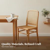 Cane Rear Chair Nordic & Aesthetic Armless Wooden Chair Natural Imperfection Artistic Look Long-Lasting Construction for Renters