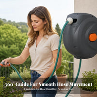 Plastic Housing Auto-Rewind Hose Reel Orange and Gray Fittings Automatic Rewind Hose Reel Smooth Retraction Outdoor Storage Tangle-Unrestricted