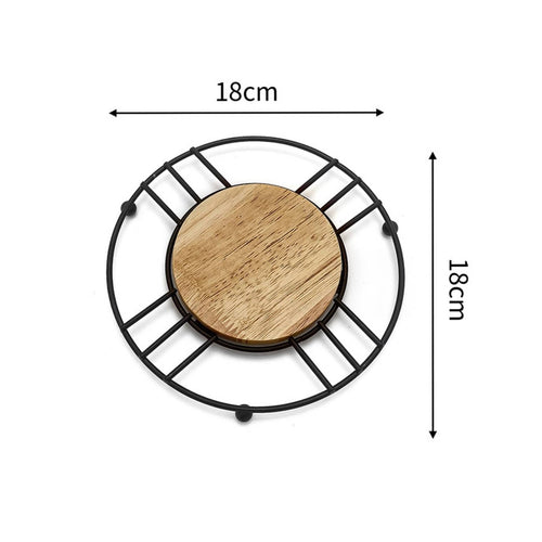 Heat Resistant Pot Stand Non-Slip Metal and Wood Trivet