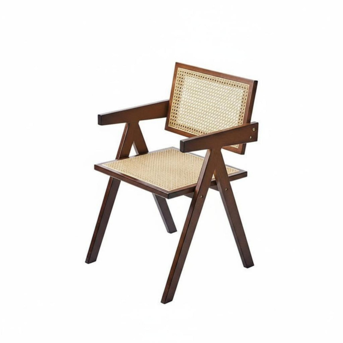 Cane Woven Mesh Folding Chair Lightweight Household Furniture Anti-Slip Feet