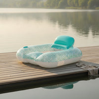 Long-Lasting Pool Buoyant Lounger with Adjustable Backrest Soft Floating Chair with Backrest Sturdy Pool Lounger with Cup Holder Breathable for Adults
