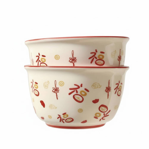 Ceramic Rice Bowl, Cartoon Design, Festive Tableware, Home, Adult