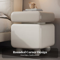 Curvy 2-Drawer End Table Modern Design Nightstand Minimalist aesthetic for Renters