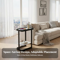 2-Tier C-Shaped Table Waterproof Surface Home Furniture Scratch-Resistant