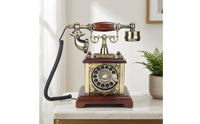 Vintage Rotary Telephone Ornate Detailing Corded Rotary Phone Antique Telephone Gold Tone Vintage Desk Phone Coiled Cord