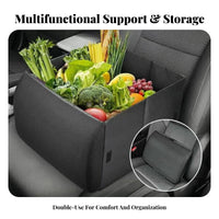 2-in-1 Car Support Storage Box Multifunctional Foldable Organizer Versatile Convertible Backrest Storage Bin for Grocery Shopping