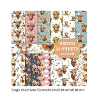 24 Sheets Floral Theme Craft Paper Floral Scrapbook Paper Vivid Prints for Collage