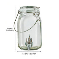 Glass Jar with Spigot Easy Assembly Large Drink Dispenser with Tap Aged Appearance Design Glass Spigot Dispenser for Parties, Weddings