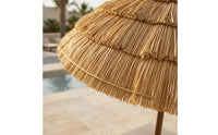 Straw-Look Sunshade Weighted Base Outdoor Shade Straight Pole