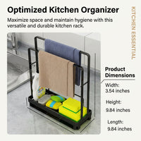 Metal Sink Organizer and Wall Mounted Rag Holder for Dishwashing Area, Stainless Steel Cleaning Cloth for Countertop